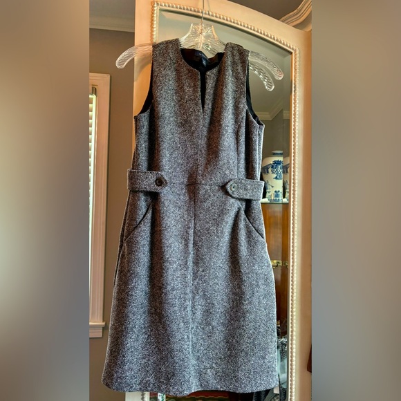 Lands End Black Gray Tweed Sleeveless Sheath Dress size 6P - Picture 1 of 2